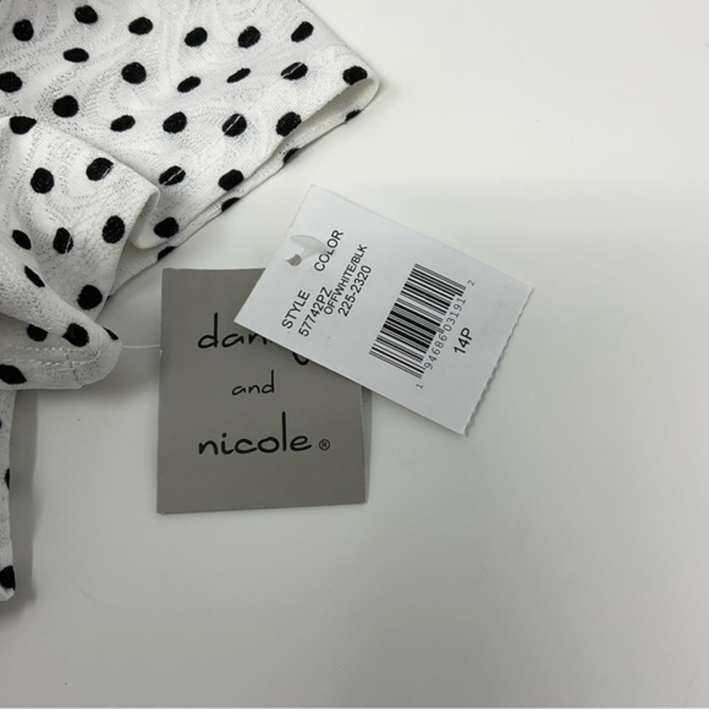 Danny & Nicole White Dress with Black Polka Dots Size 14P NWT E10 - Picture 10 of 11